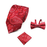 Wedding Floral Necktie & Pocket Square Towel & Bow Tie Set