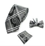 Wedding Floral Necktie & Pocket Square Towel & Bow Tie Set
